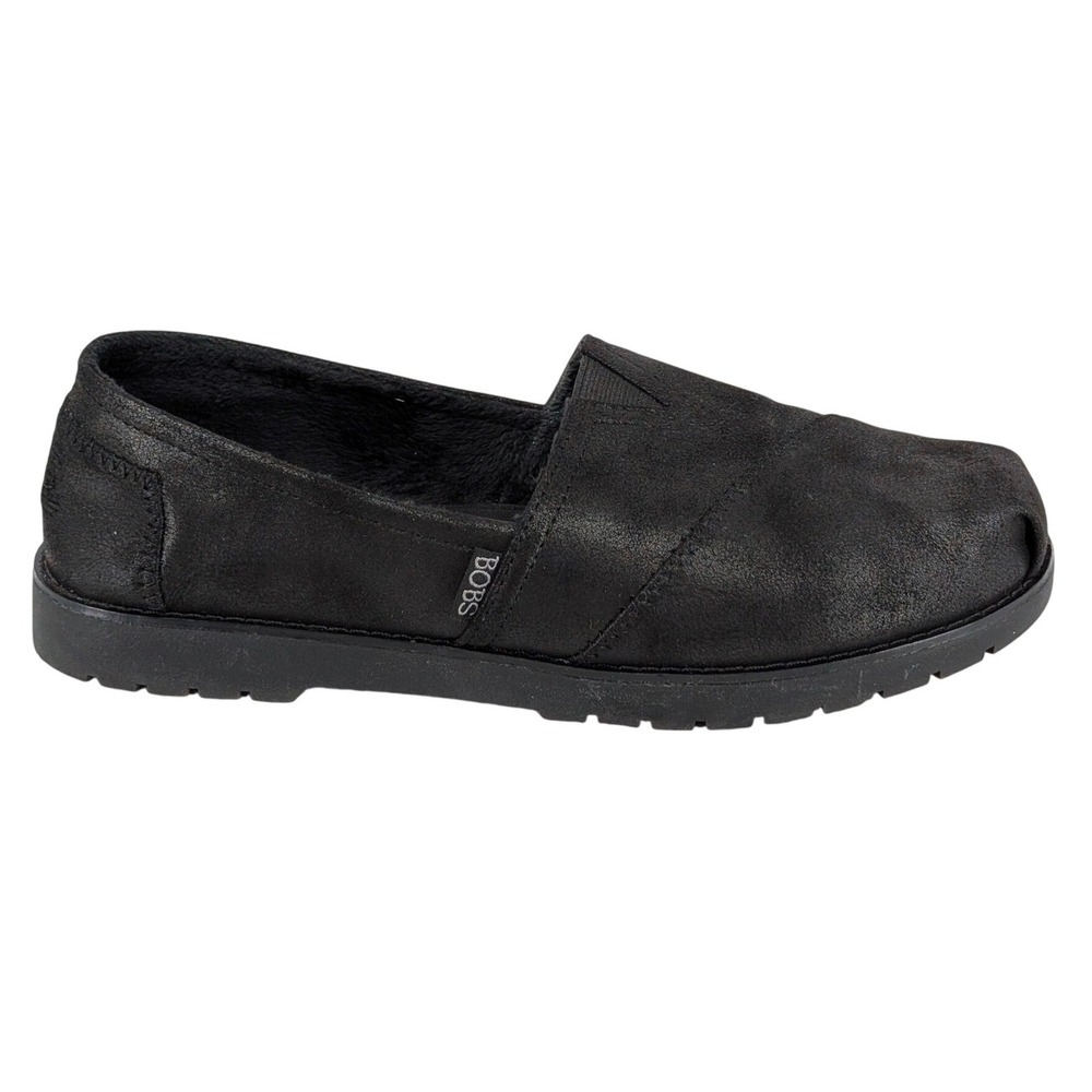 BOBS Skechers Slip On 9.5‎ Black Shoes Chill Lugs Urban Spell Vegan Leather